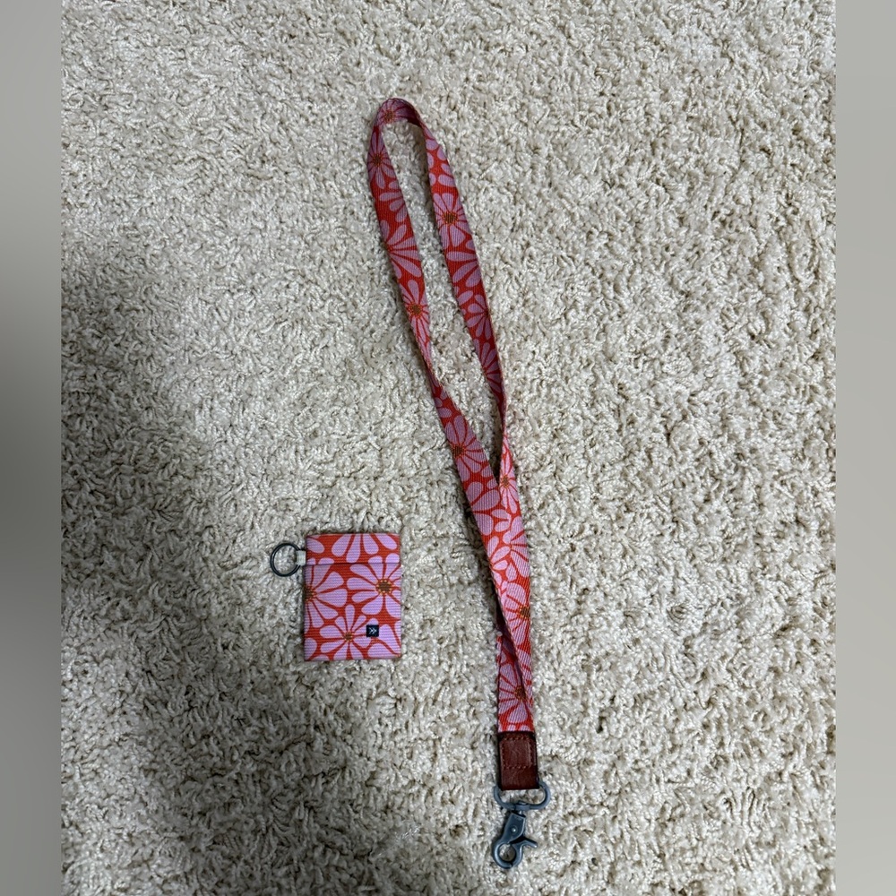 Floral Pink Key & Card Holder Lanyard